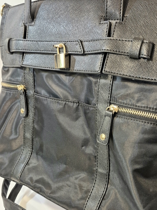 Yoki Black Convertible Backpack Tote Bag Nylon Gold Hardware Satchel Travel Bag main image 11